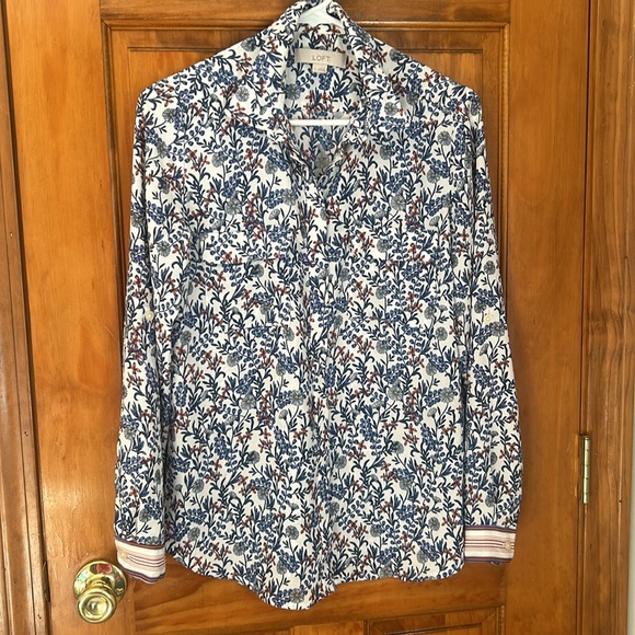 LOFT Floral Field Utility Button Down Shirt - Picture 2 of 7